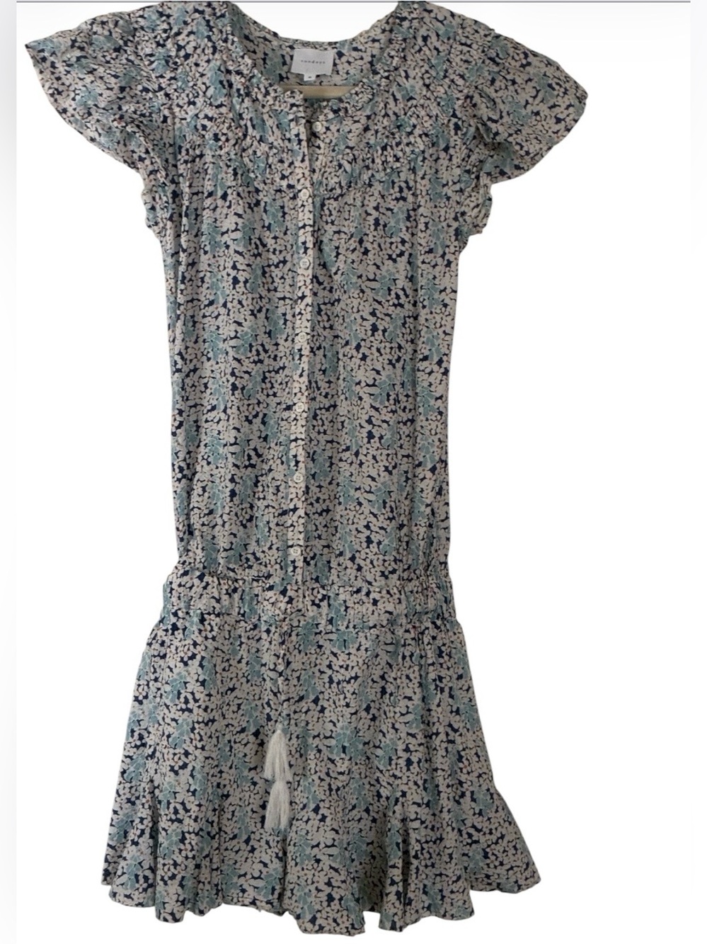 Sundays  Anthropologie Harley Romper in the "Indigo‎ Bloom" floral print. Sz M